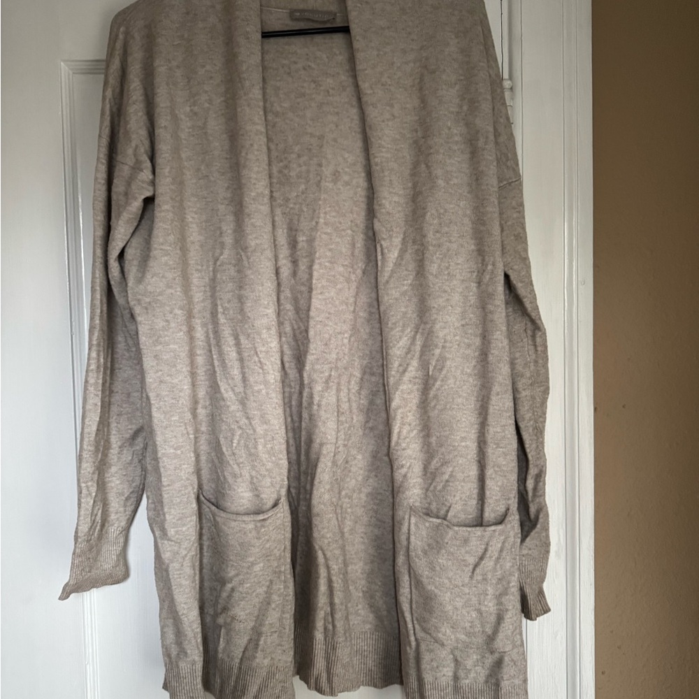 Elegant Women's Beige Open Front Cardigan